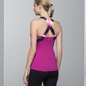 Lululemon Push Ur Limits Tank Raspberry / Assorted Stripe Bleached Coral